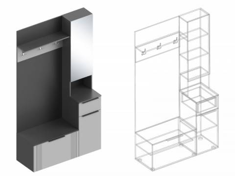 Прихожая Вита правая тёмно серый лофт
