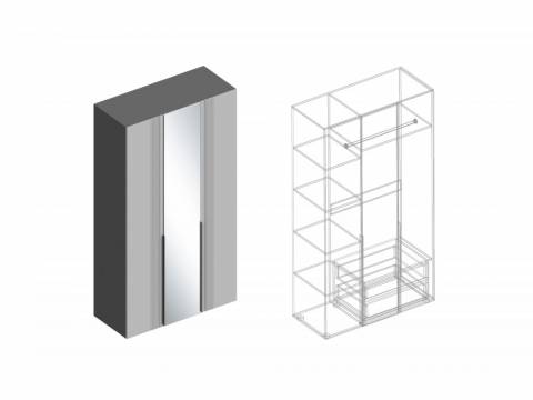 Шкаф Вита 3-створки с зеркалом тёмно серый лофт