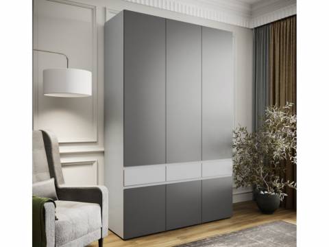 Шкаф трехдверный Мерида серый камень/графит серый