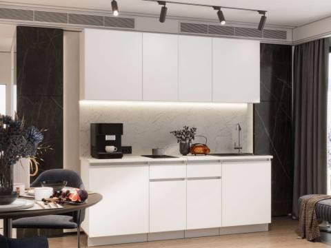 Кухонный гарнитур Гретта В2 ЛДСП 2000 мм Белый