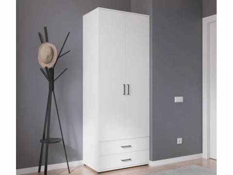 Шкаф с ящиками, штангой и полками арт. 556 белый