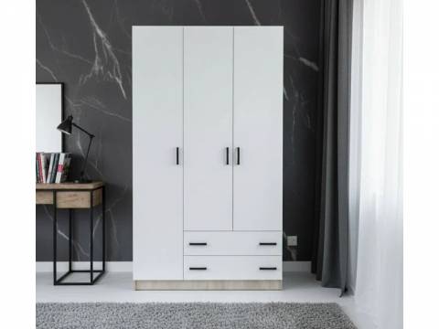 Шкаф 3-хстворчатый с ящиками Турин белый